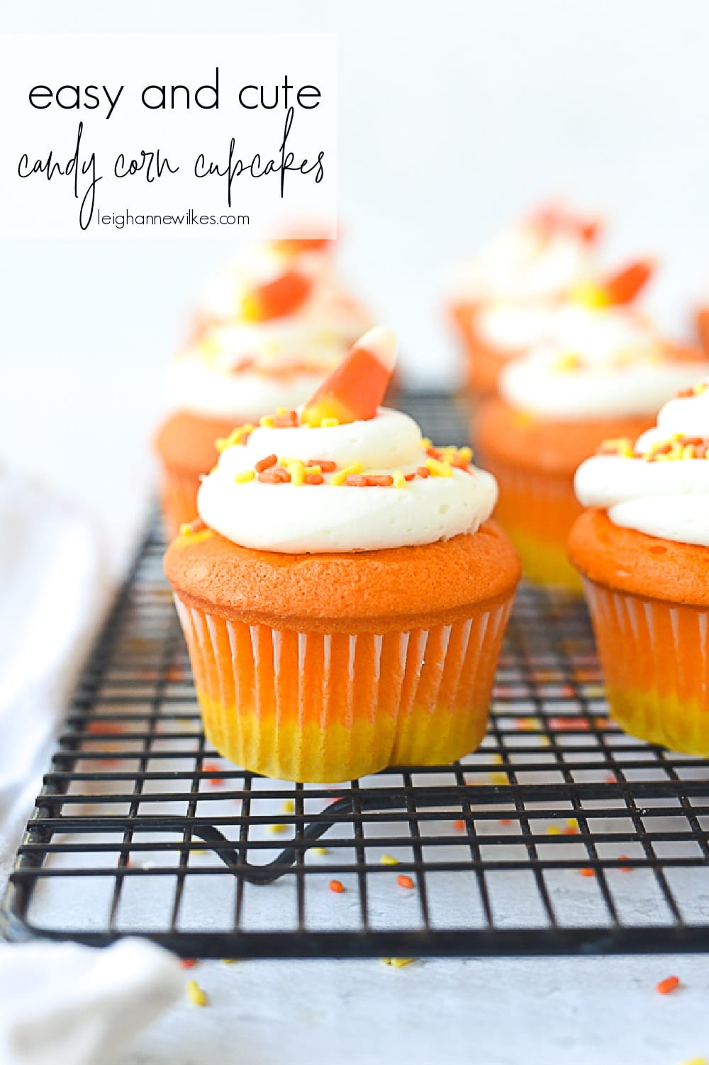 candy corn cupcakes with frosting