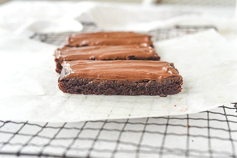 small batch brownies side view of small batch brownies