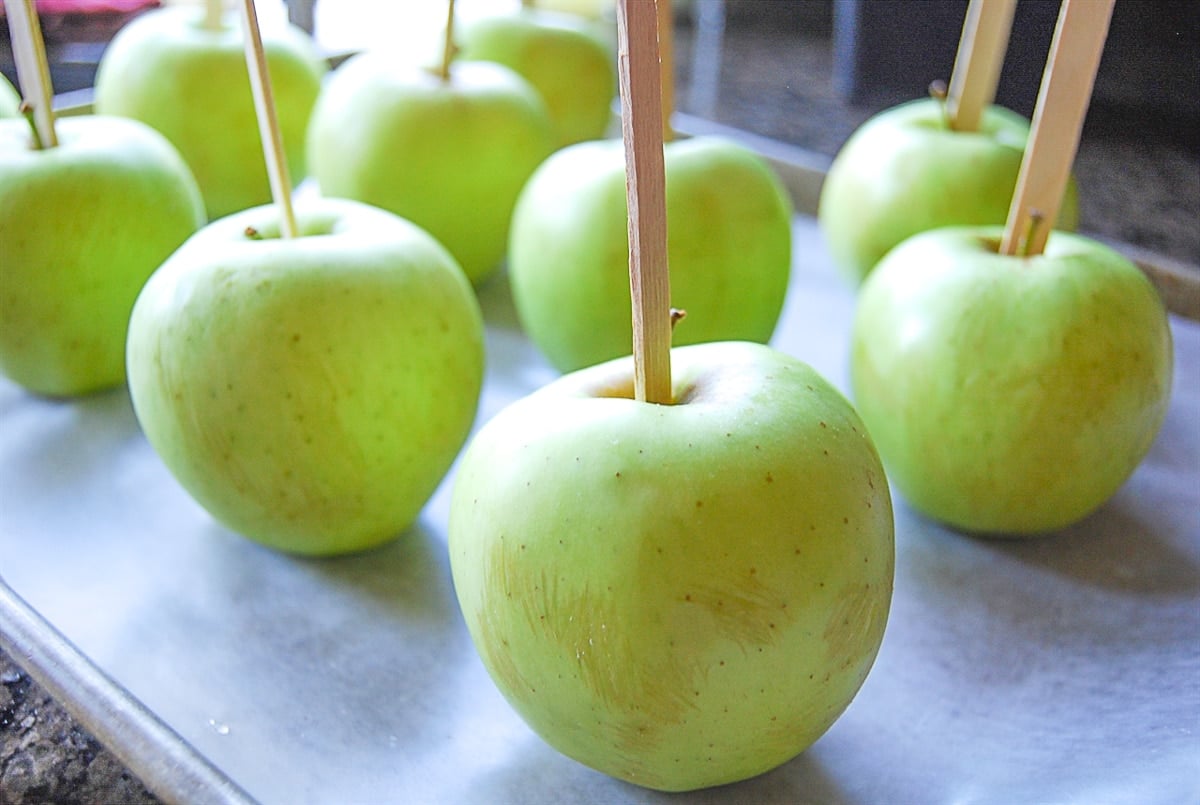 apples on a stick