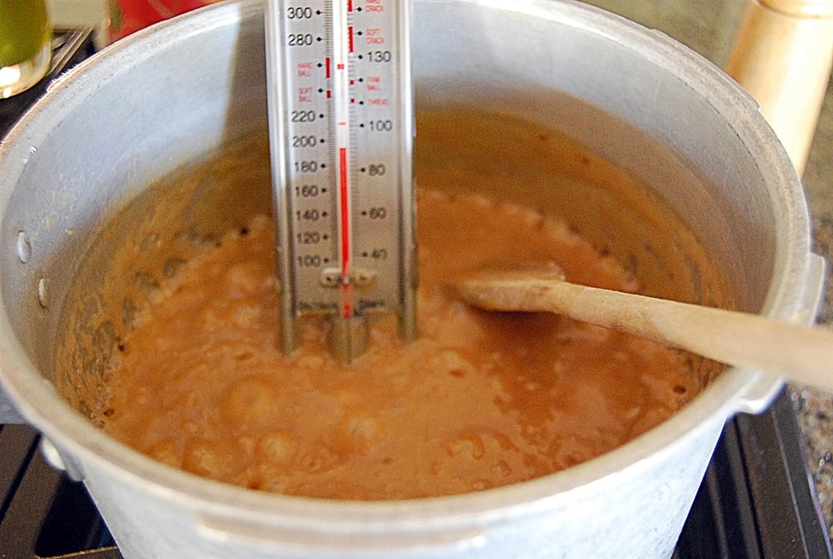 caramel cooking in a pan