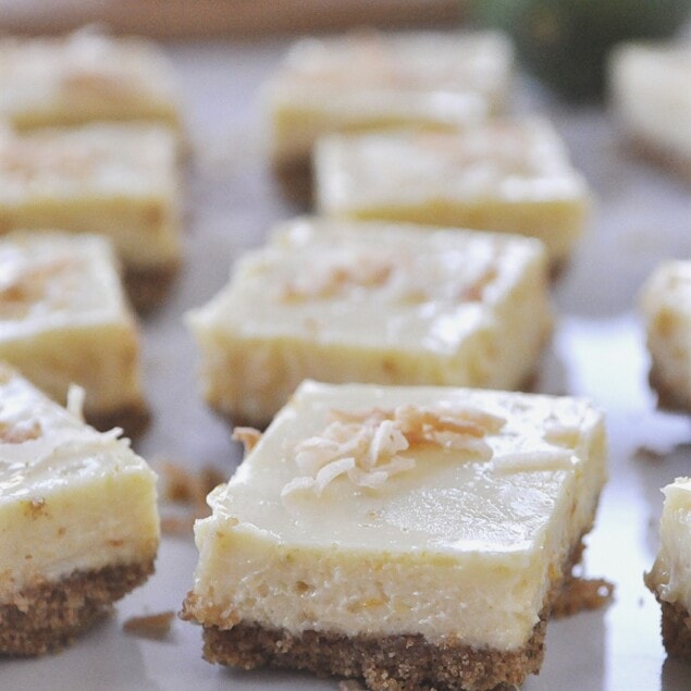 squares of citrus lime cheesecake bars