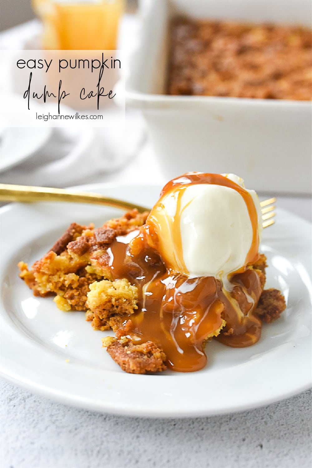 pumpkin dump cake with ice cream