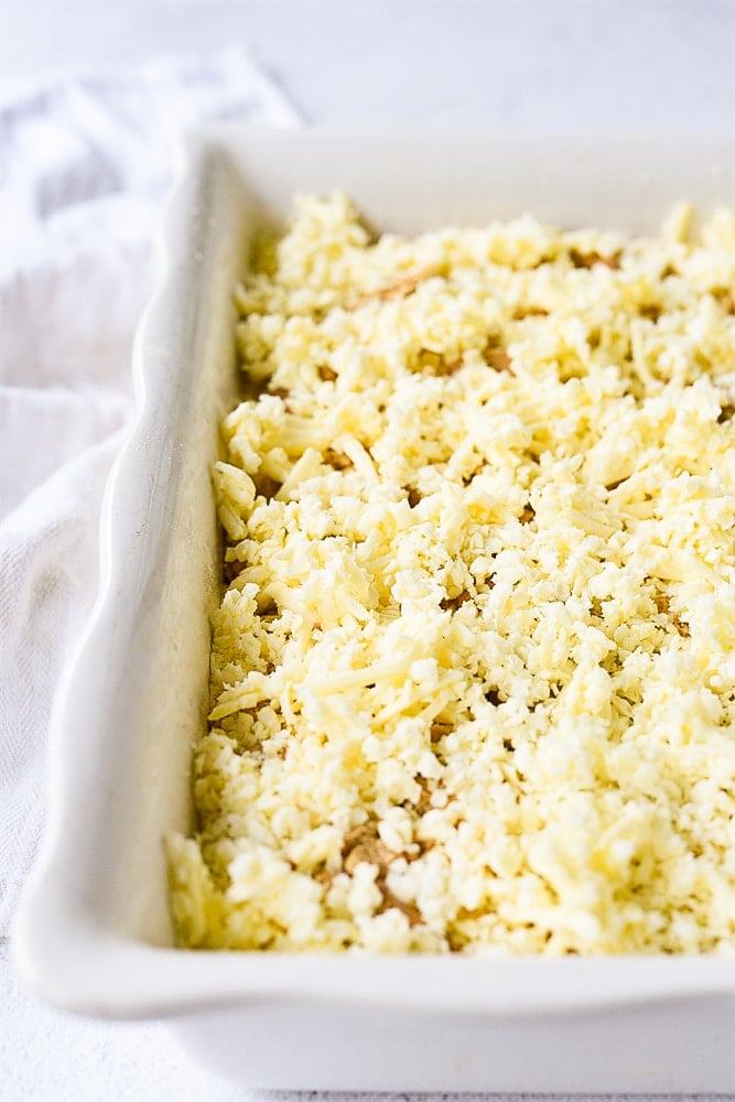 grated butter on top of dump cake.