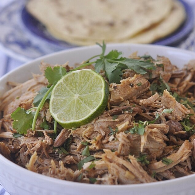 bowl of slow cooker mexican pork