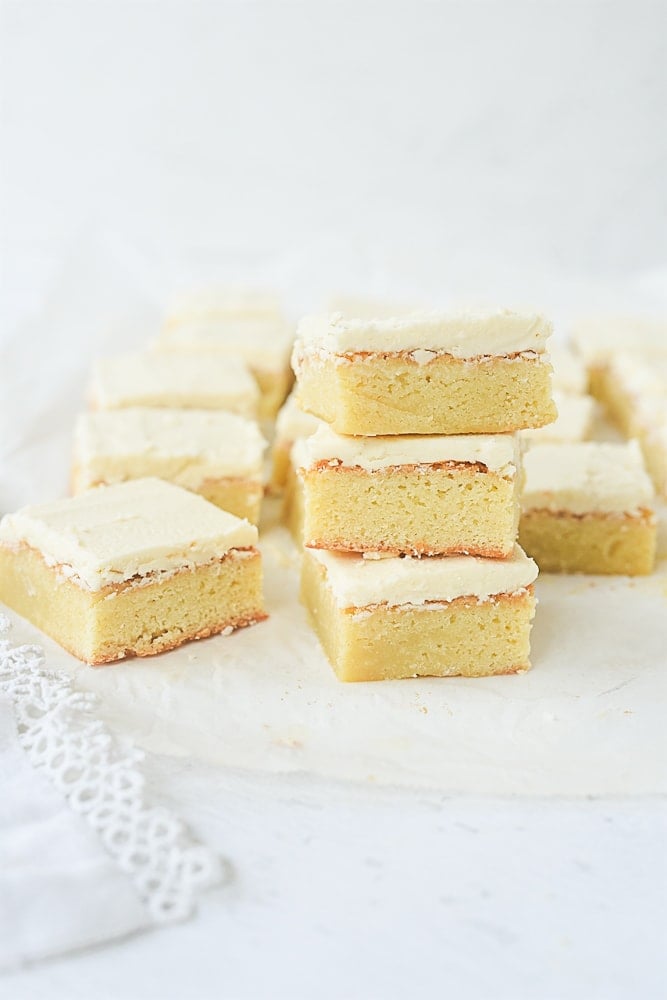 stack of white brownies