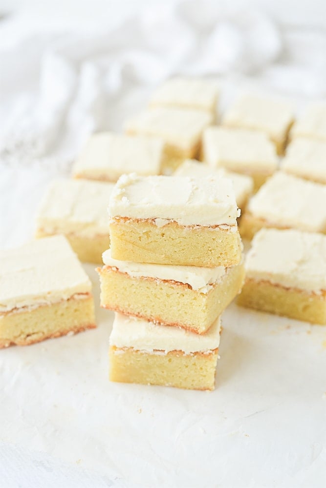 stack of white brownies