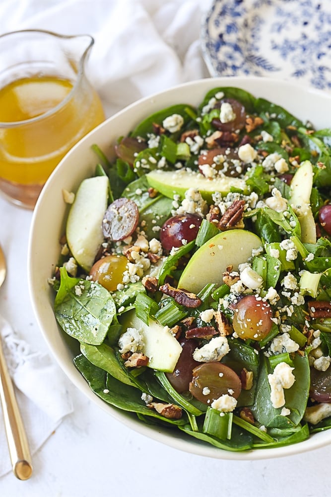 winter spinach salad winter salad in a bowl