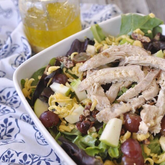 bowl of apple pecan chicken salad