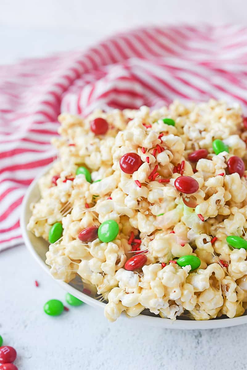 bowl of christmas popcorn