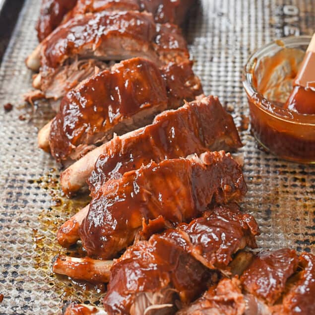 rack of bbq ribs cooked in crock pot