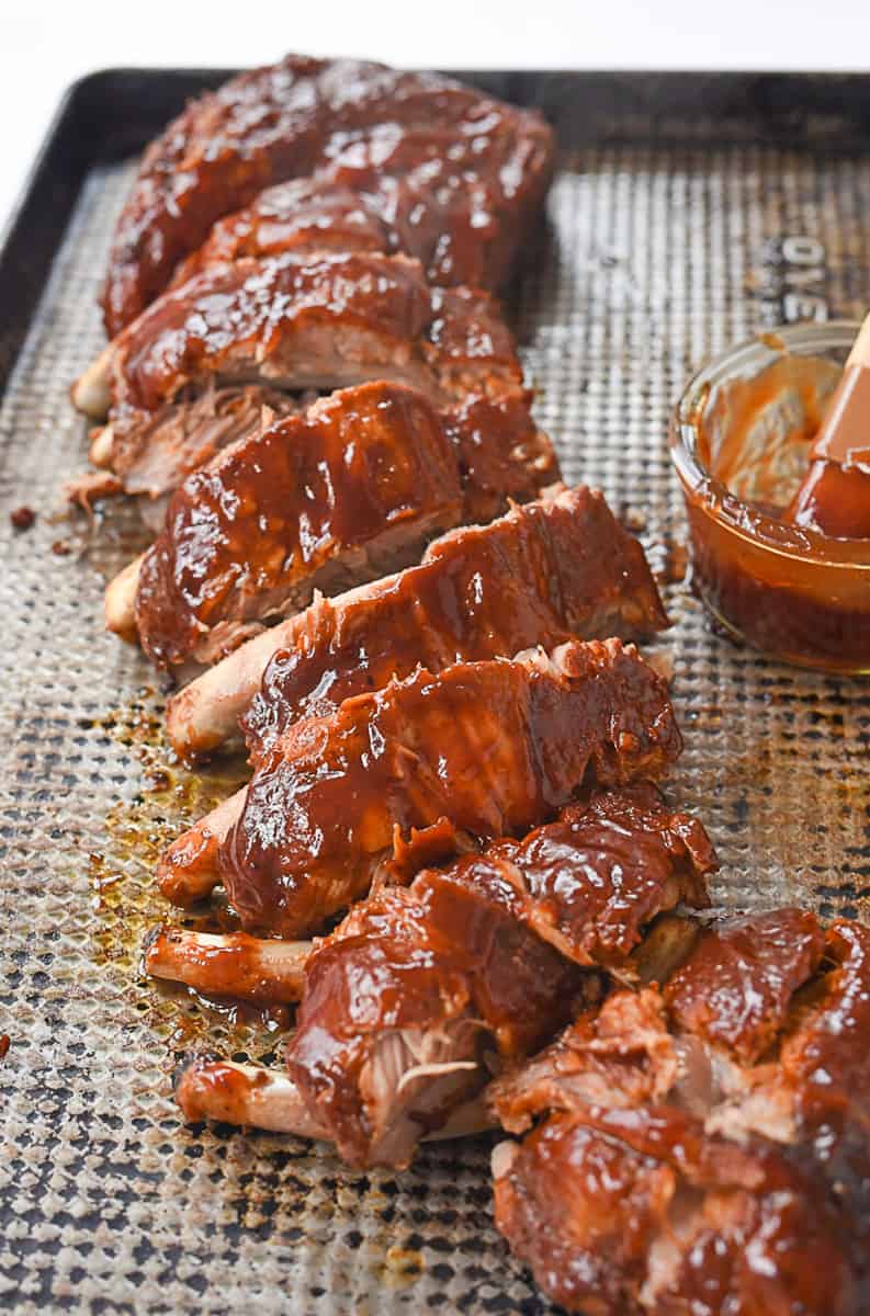 rack of bbq ribs cooked in crock pot