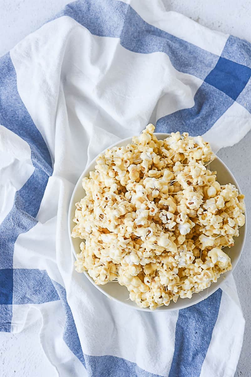 overhead shot of marshmallow popcorn