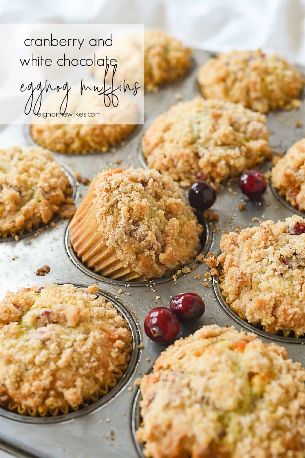 muffin tin full of eggnog muffins