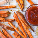 overhead shot of sweet potato fries