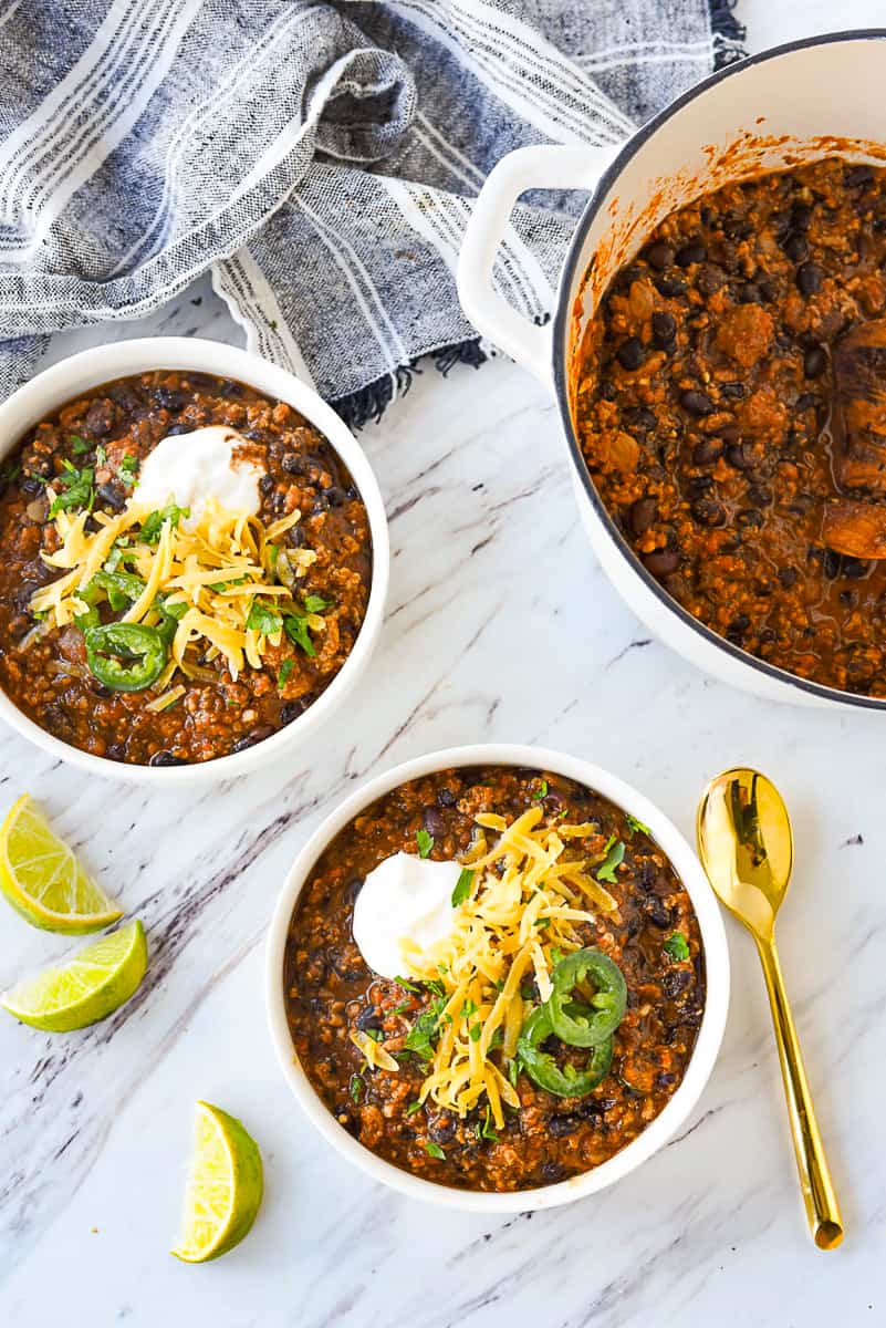 two bowls of black beaN CHILI