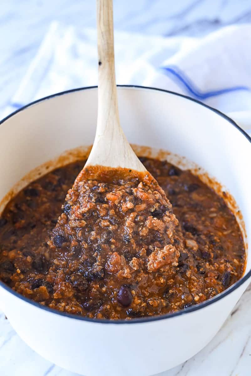 black bean chili in a bowl