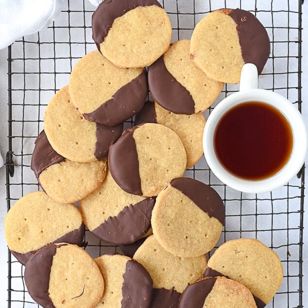 pile of chocolate dipped shortbread