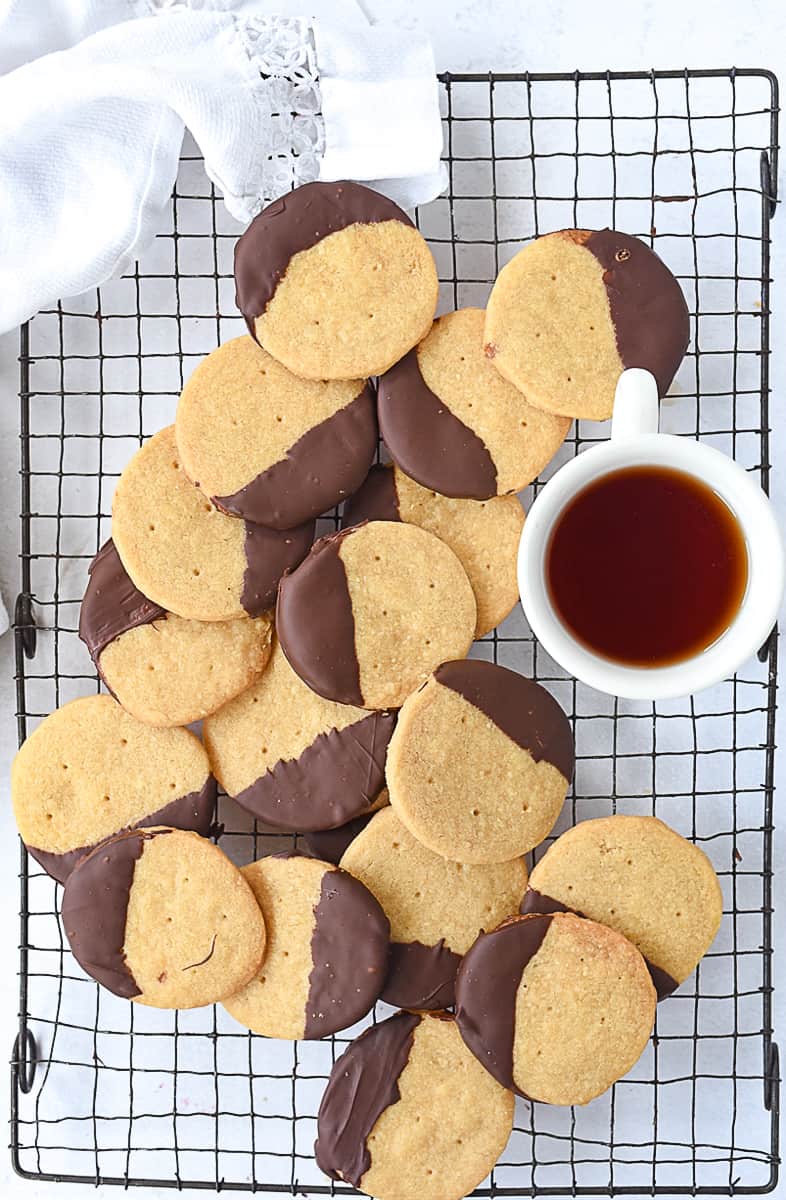 pile of chocolate dipped shortbread