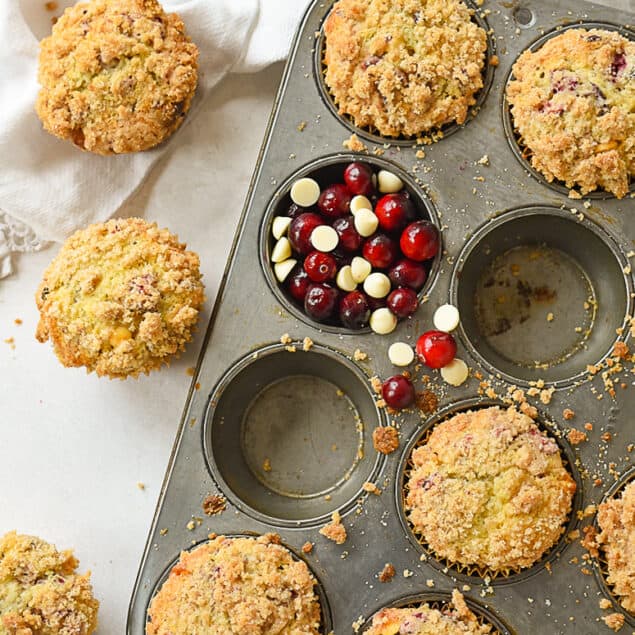 overhead view of eggnog muffins