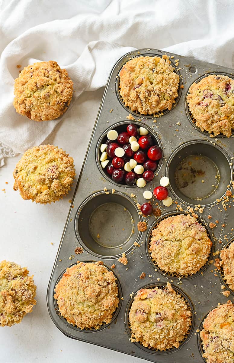 overhead view of eggnog muffins