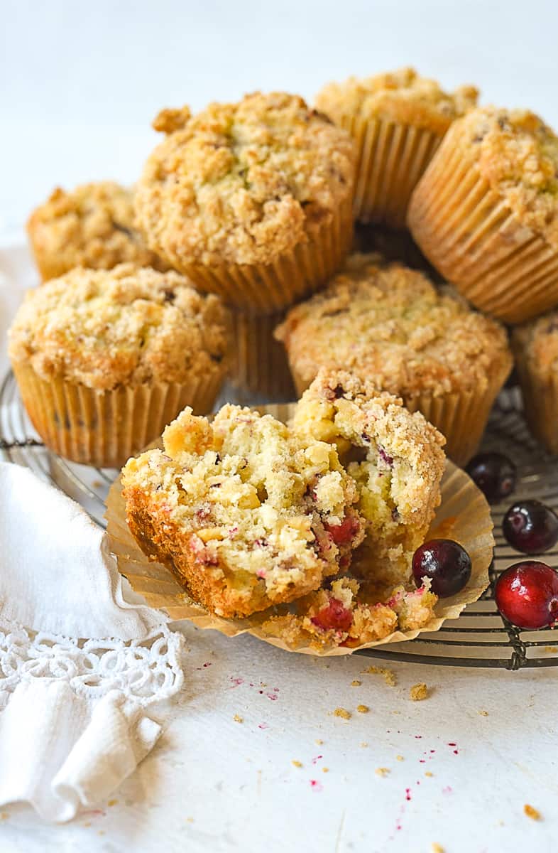 egg nog muffin cut in two