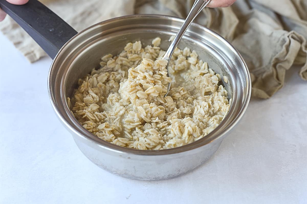 oatmeal in a pan.