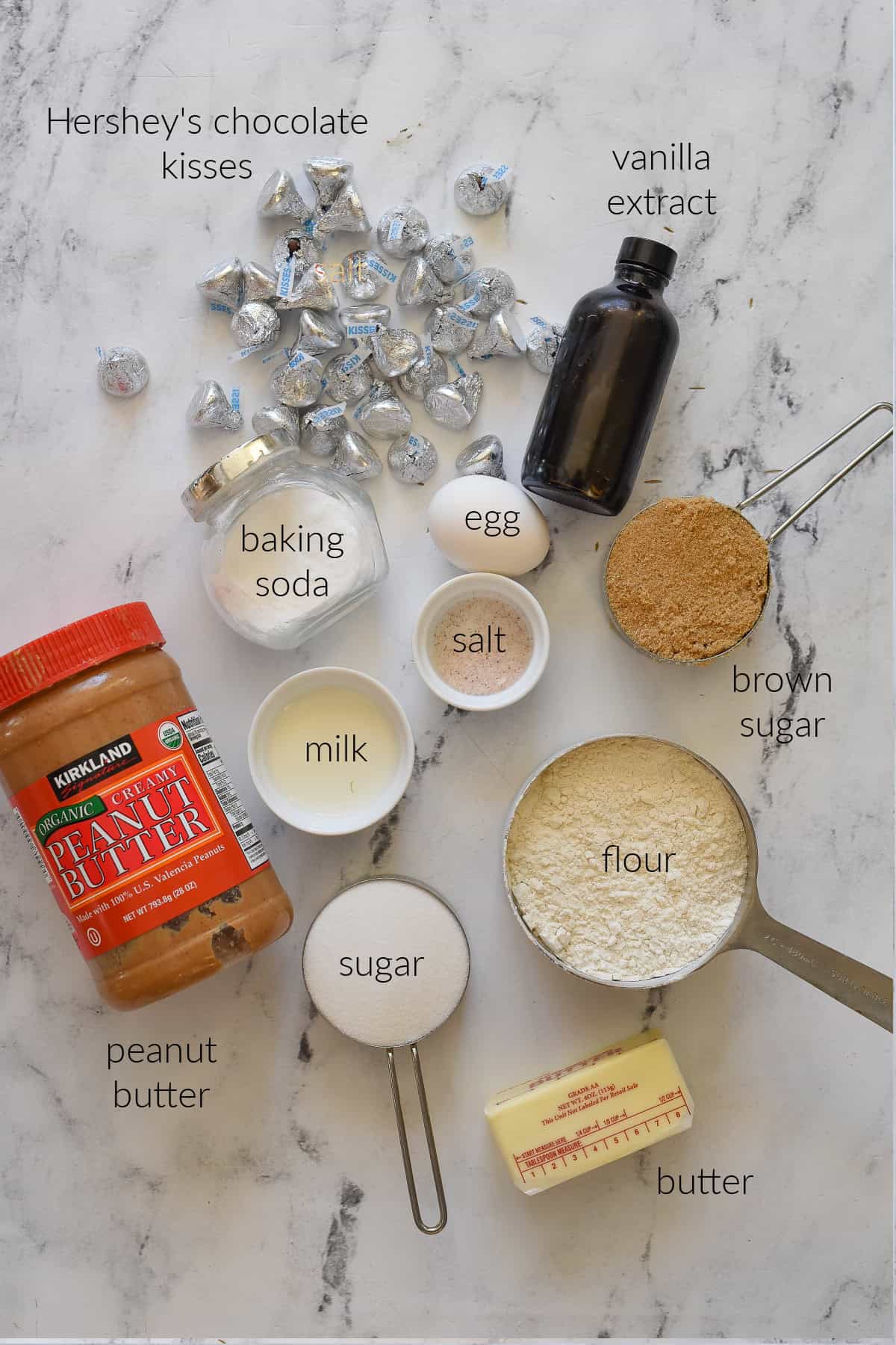ingredients for peanut butter blossoms
