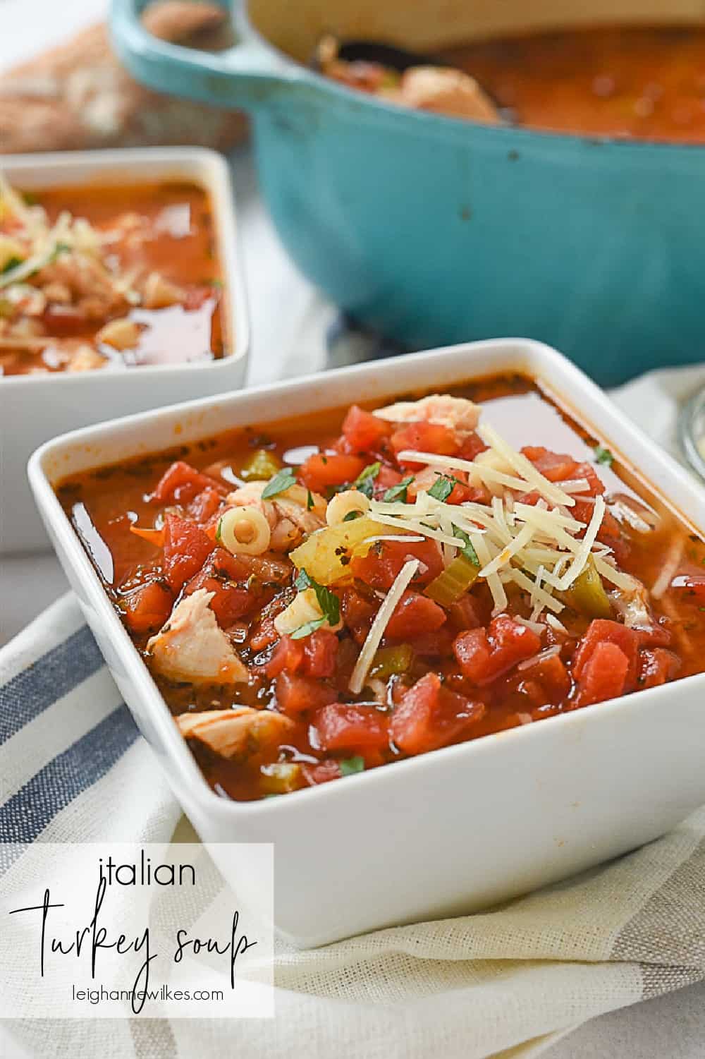 a bowl of turkey soup