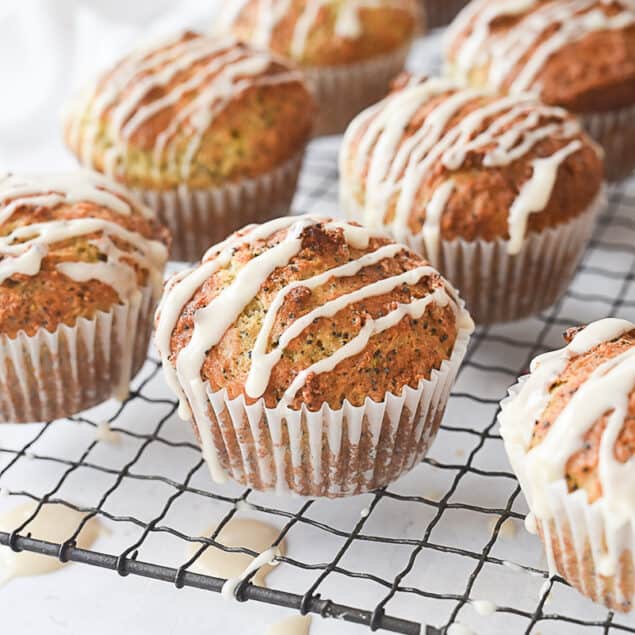 rows of lemon poppy seed muffins