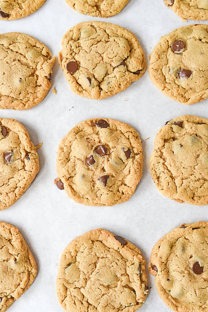 peanut butter cookies on parchment paper