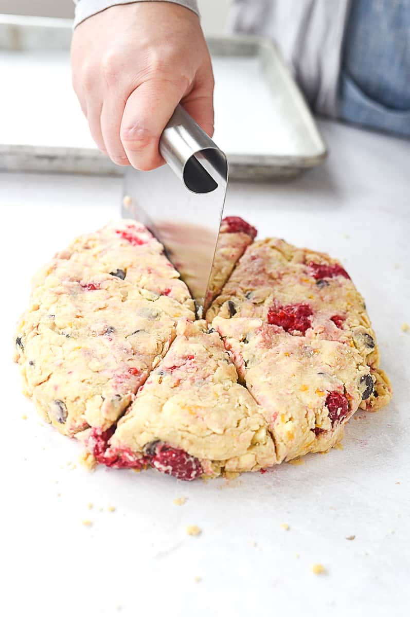 cutting scones into wedges