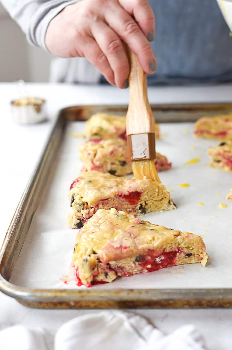 brushing scones with egg