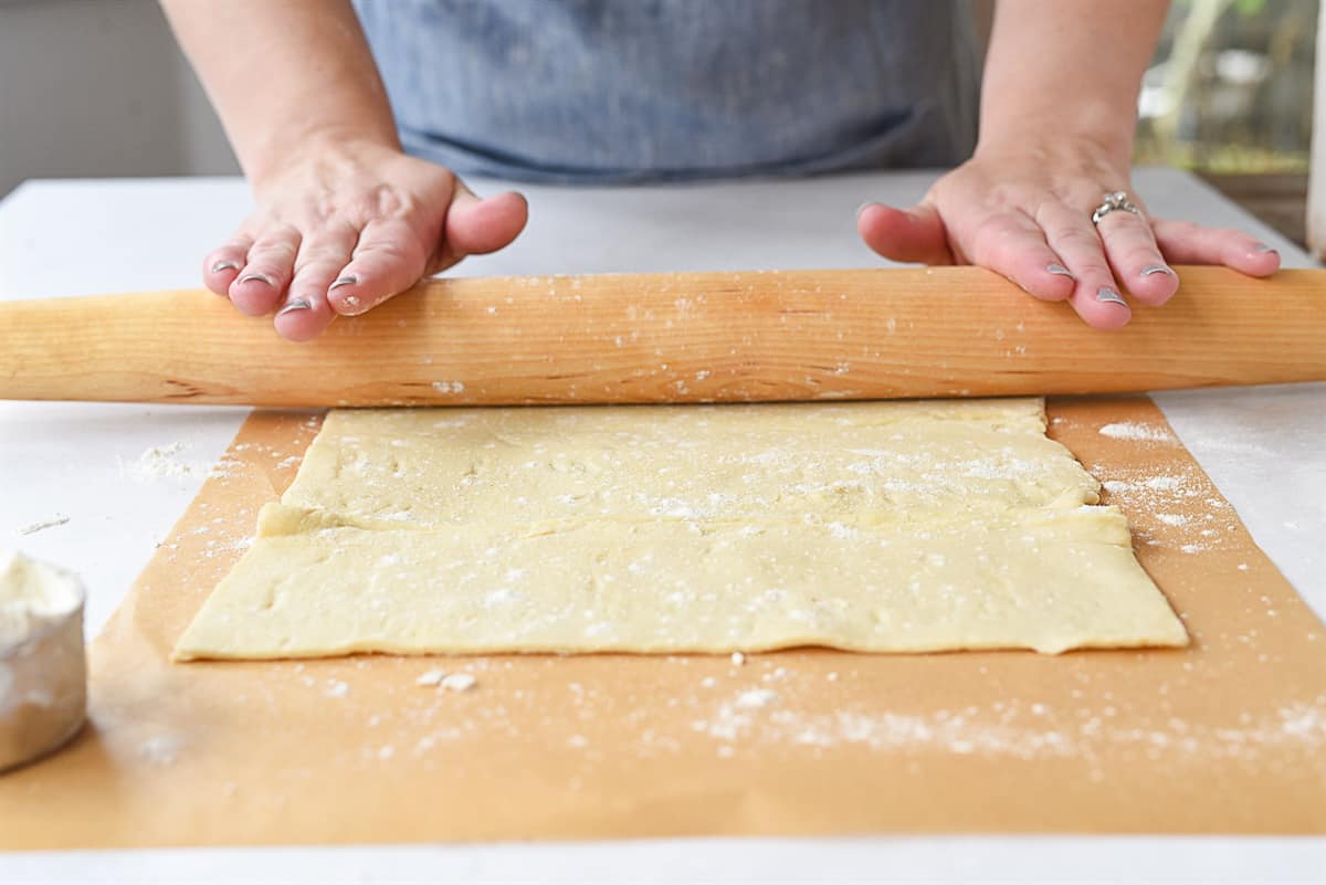 rolling out puff pastry