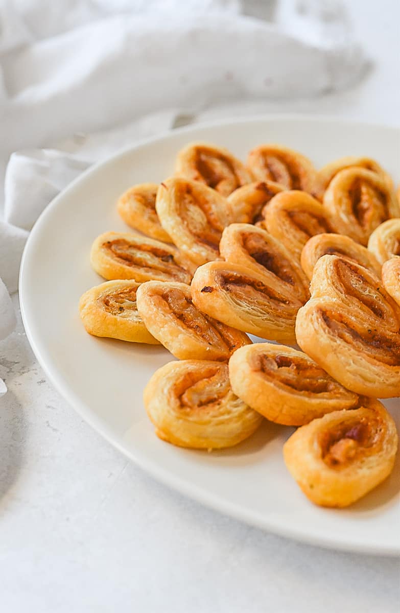 plate of savory palmiers
