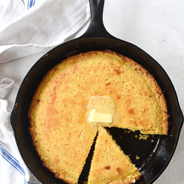 cornbread in a cast iron pan