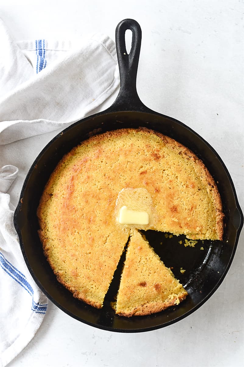 cornbread in a cast iron pan