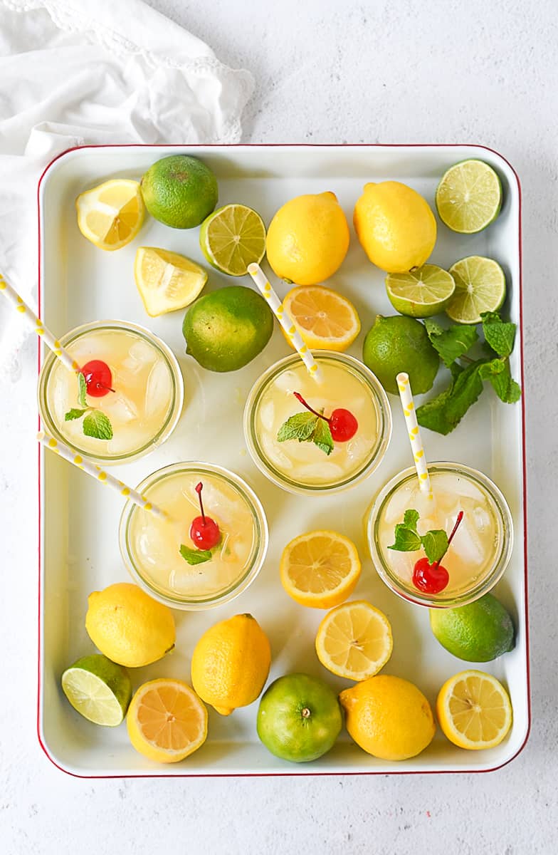 overhead shot of sparkling orange lemonade