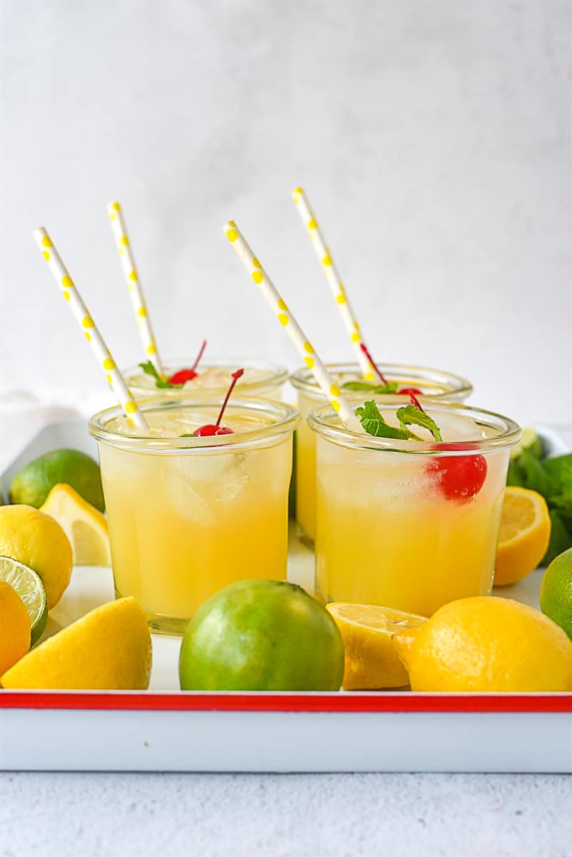 glasses of lemonade on a tray