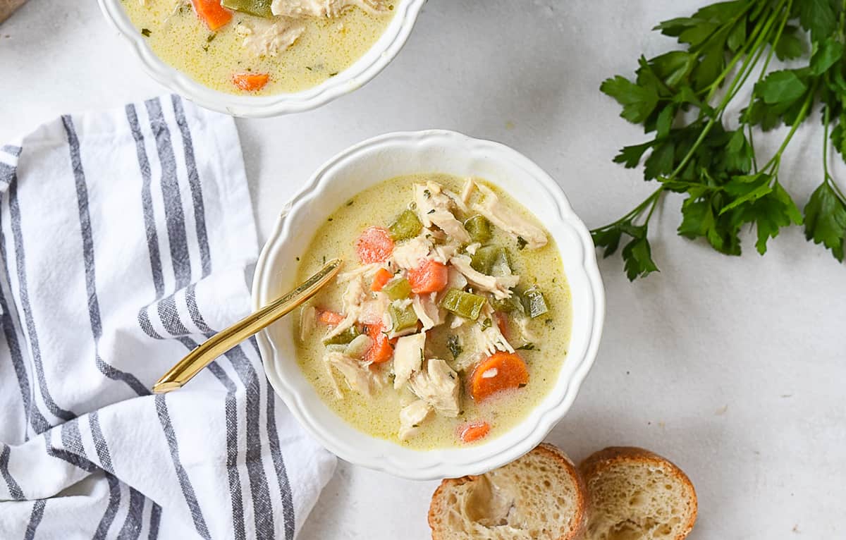 bowl of turkey bisque soup