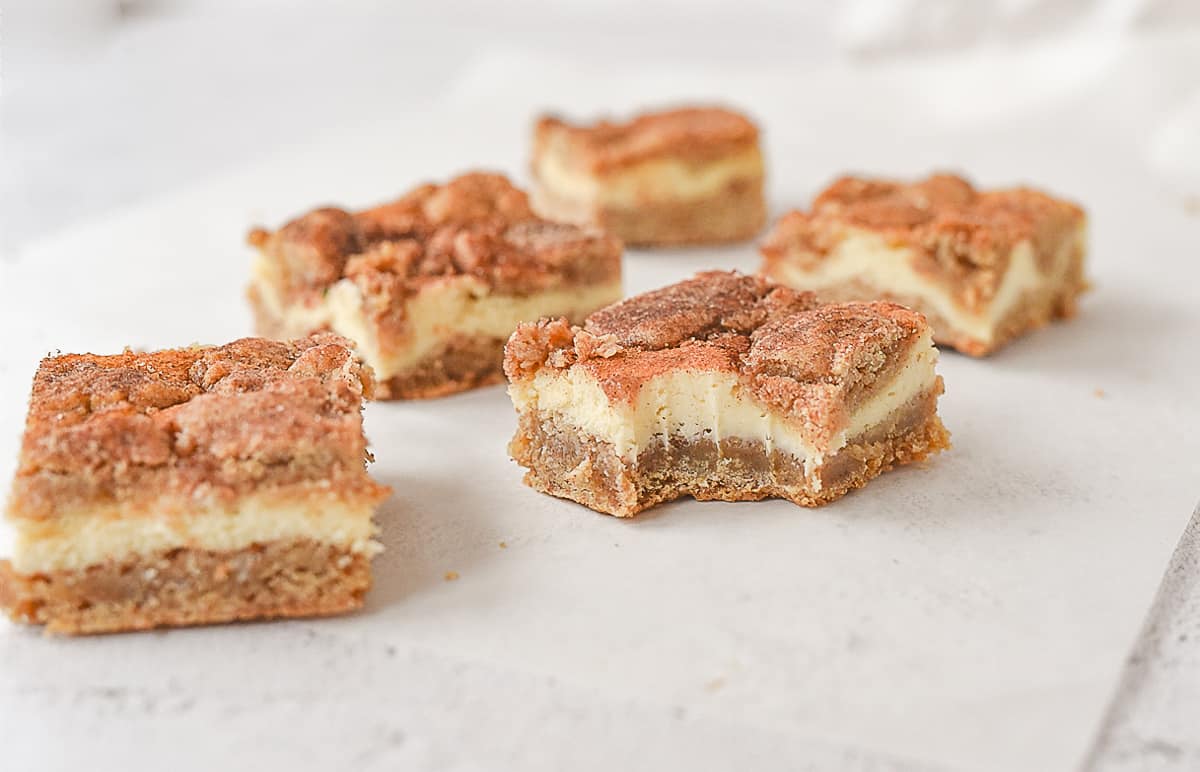 snickerdoodle blondie with a bite out of it