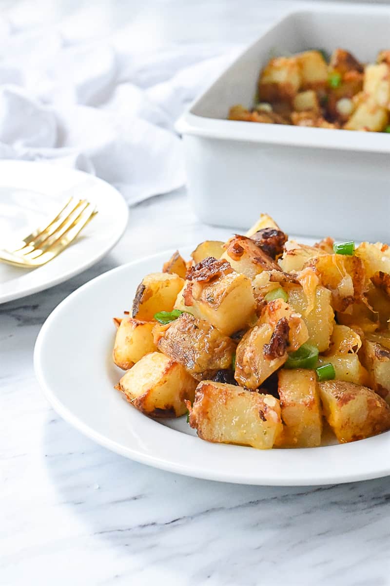 plate of cheesy ranch potatoes