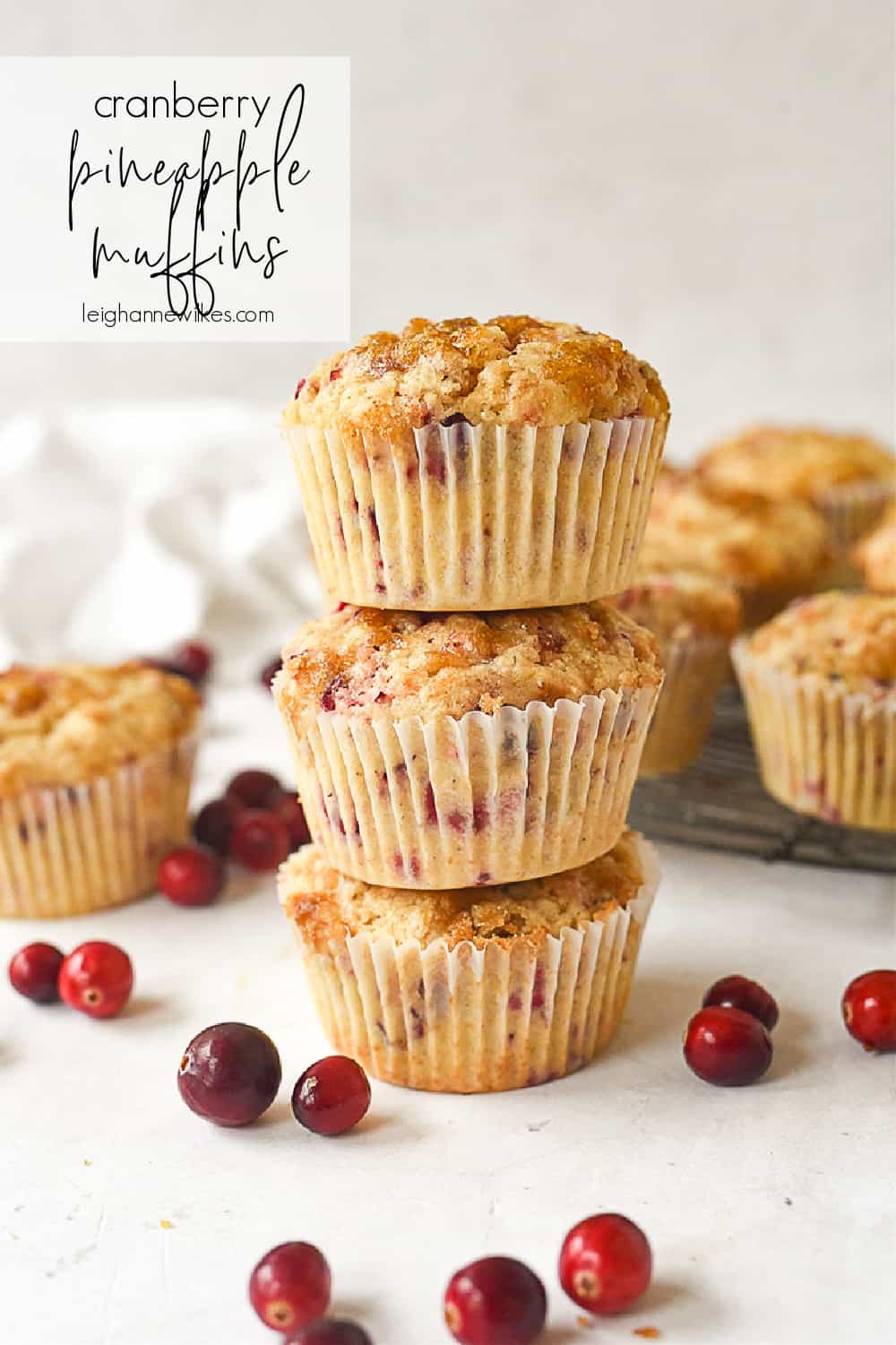 stack of cranberry muffins