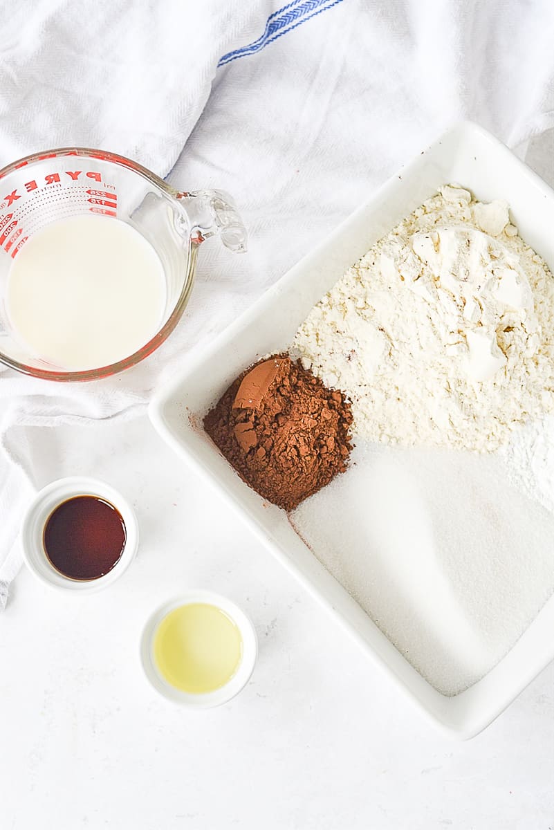 ingredients  for hot fudge sundae cake