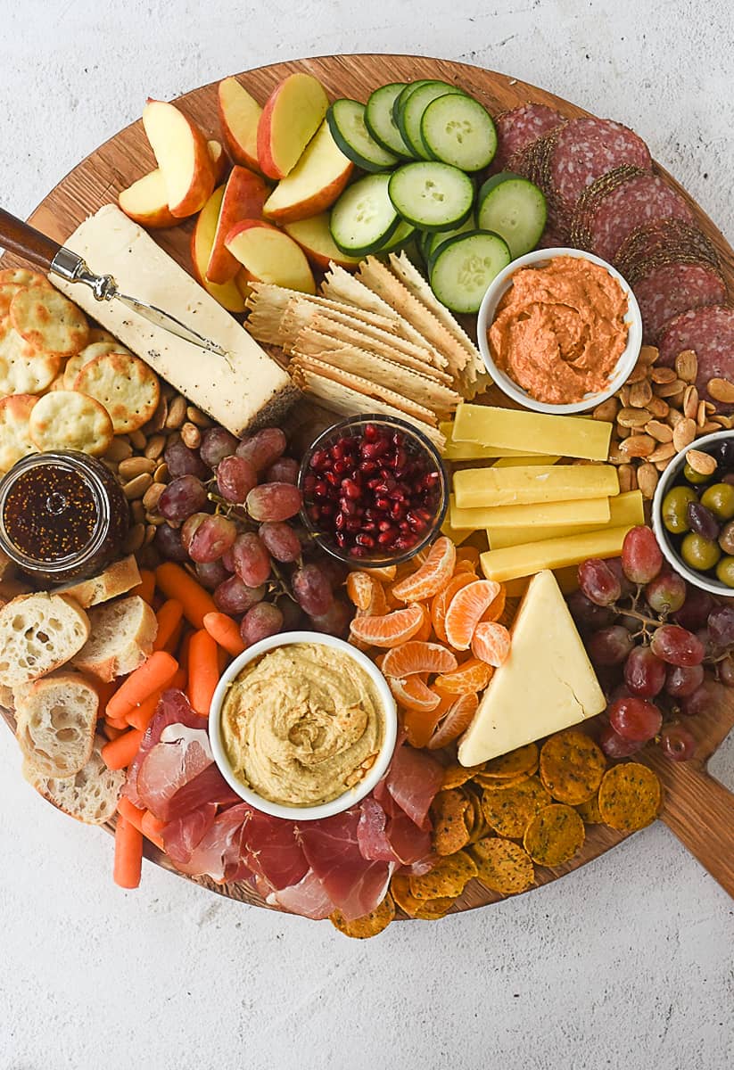 full cheeseboard overhead shot