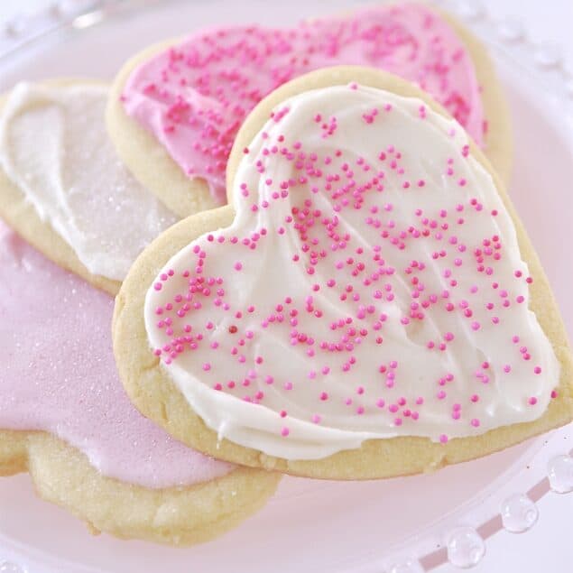 heart shaped cookies on a plate