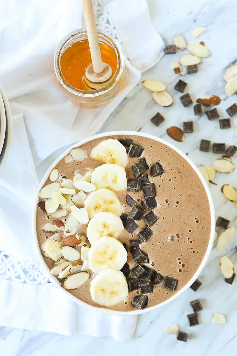 overhead shot of smoothie bowl