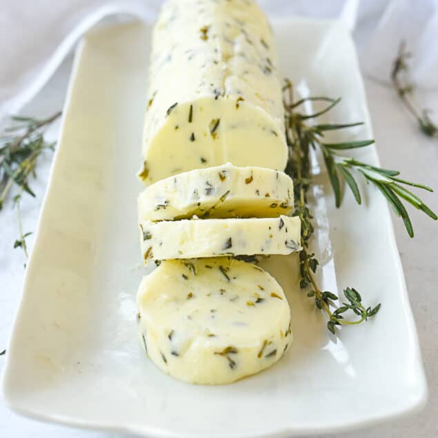 compound herb butter on a plate