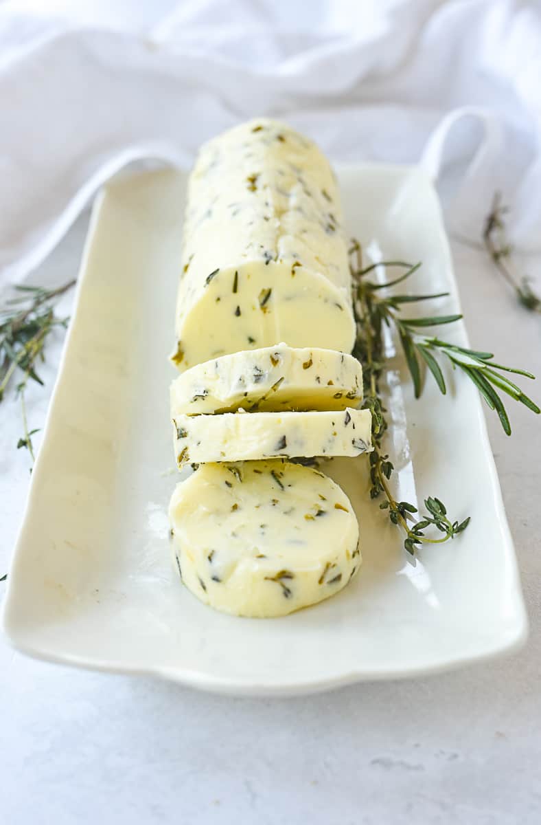 compound herb butter on a plate