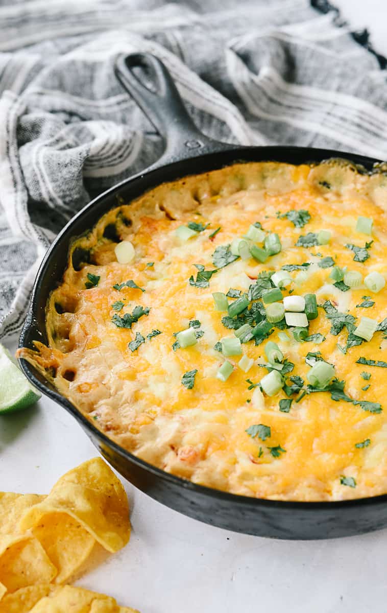 pan of cream cheese corn dip