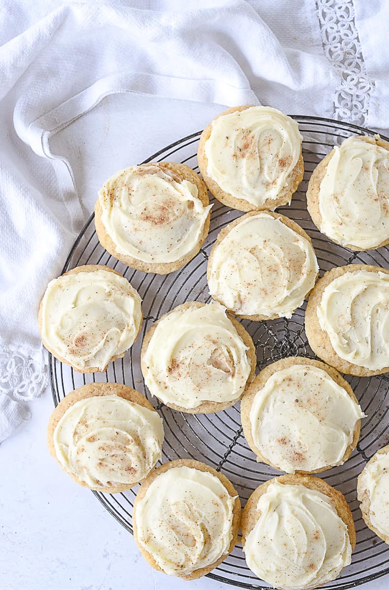 overhead shot of egg nog cookies